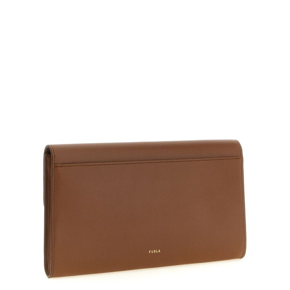 Furla Brown Calfskin Clutch Women's Bag - Picture 2 of 4